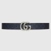 Hommes Gucci Ceintures | Ceinture Reversible Gg Marmont, Taille Gucci 100, Bleu, Toile Gg