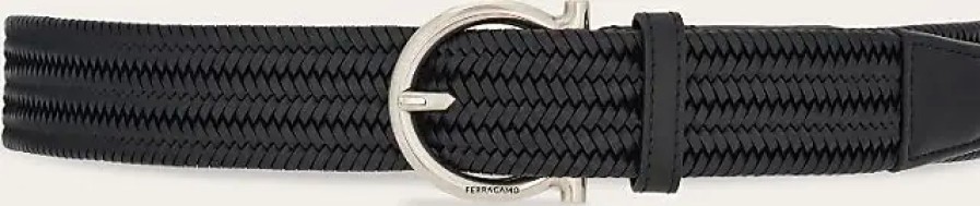 Hommes Ferragamo Ceintures | Ceinture Fixe Tressee Homme Noir Taille 105Cm