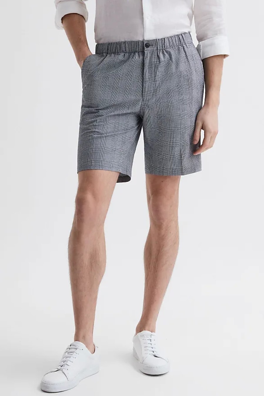 Hommes Paul Smith Pantalon | Nassau - Short Elastique Bleu A Carreaux Prince De Galles, 32