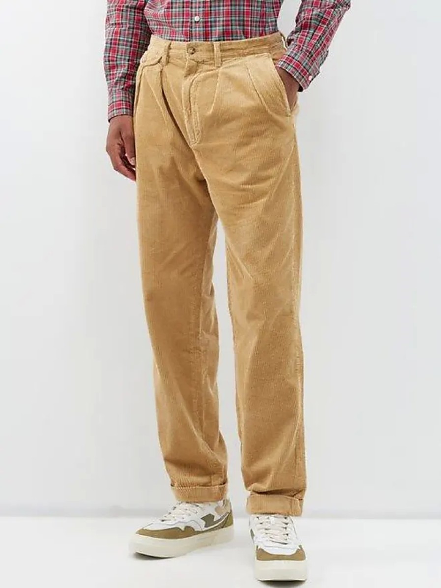 Hommes Chiffon et os Pantalon | Pantalon En Velours Cotele De Coton Plisse Whitman