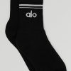 Hommes Alo Yoga Sous-Vetement | Chaussettes Half-Crew Throwback En Noir/Blanc, Taille : Large