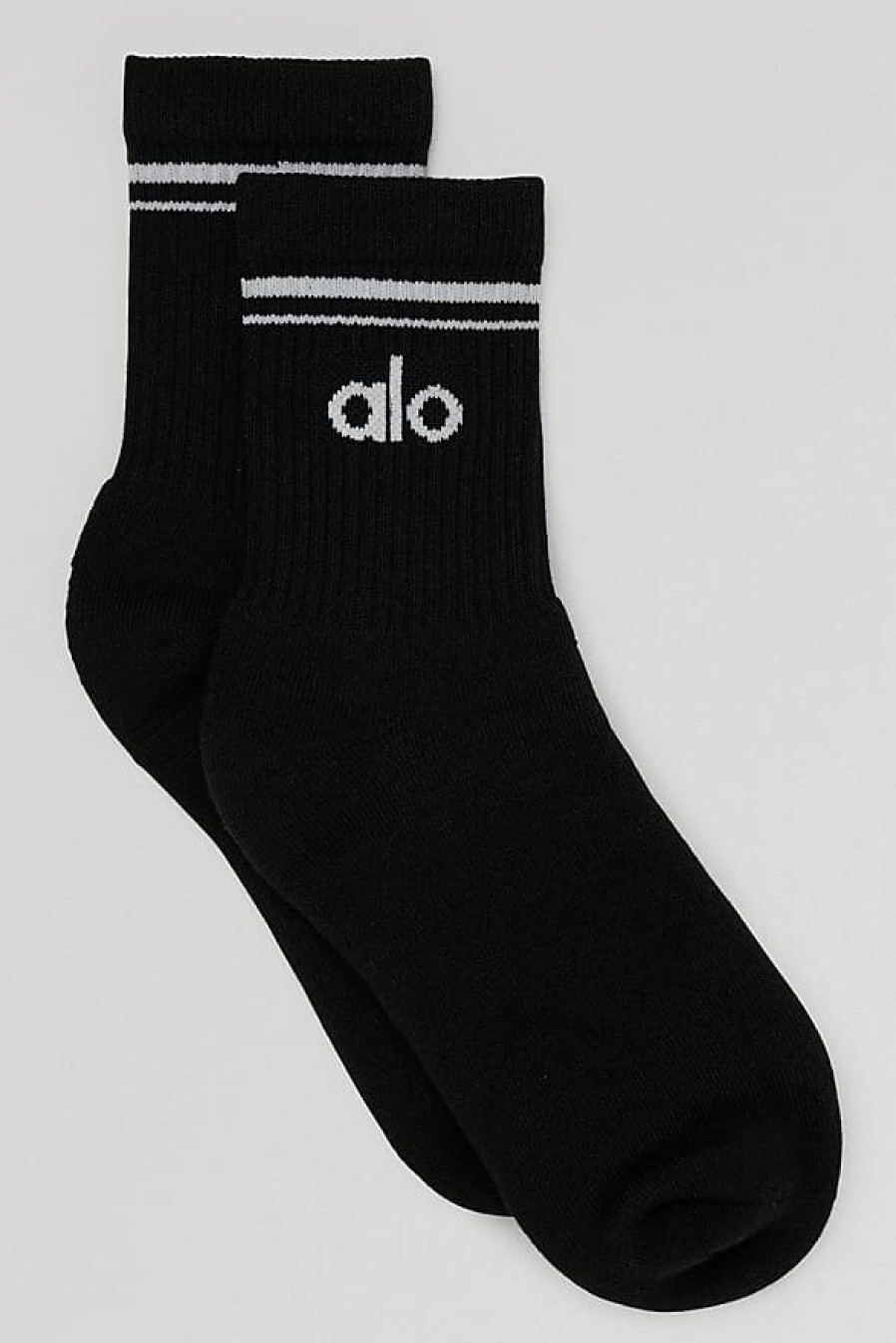 Hommes Alo Yoga Sous-Vetement | Chaussettes Half-Crew Throwback En Noir/Blanc, Taille : Large