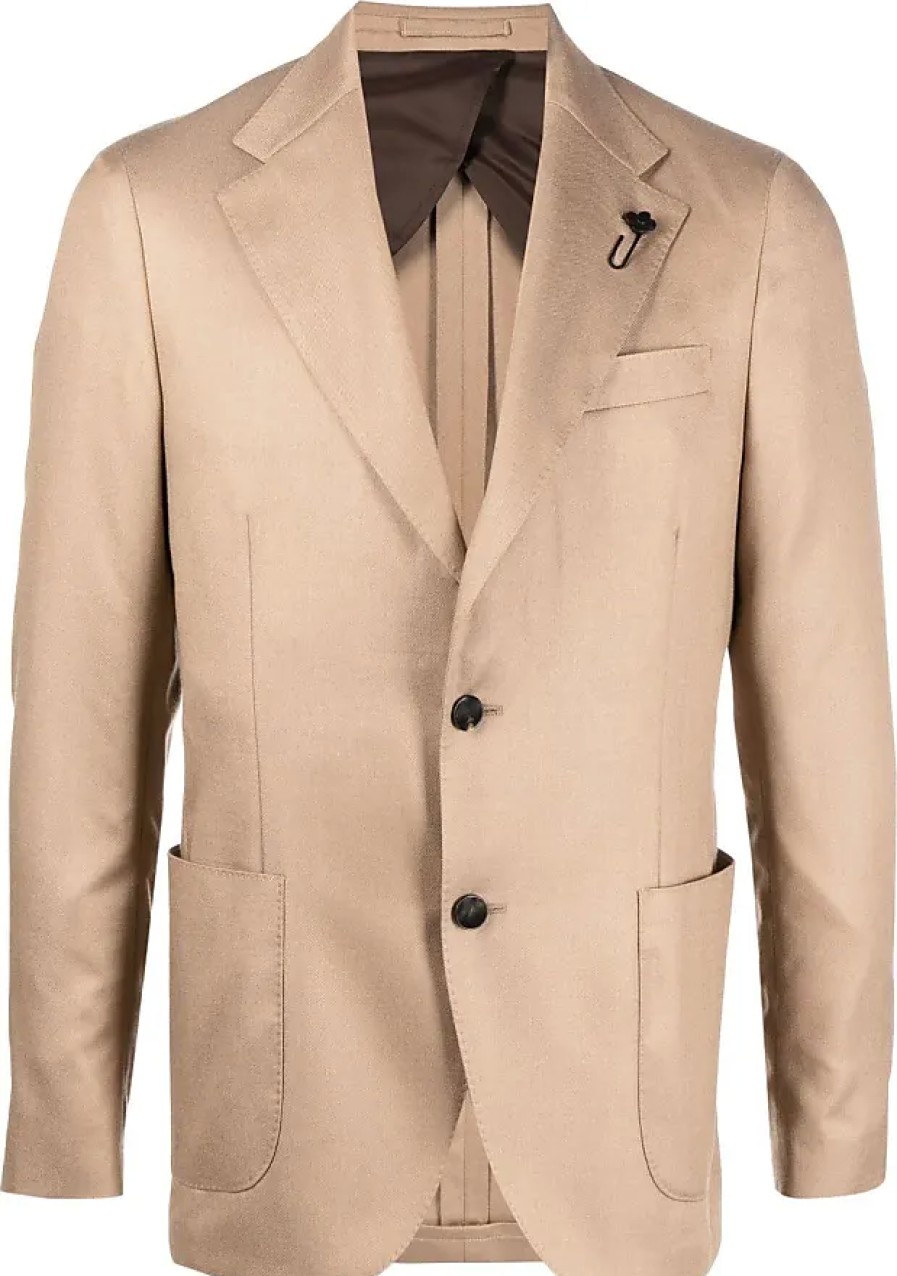 Femmes Reiss Costumes | Blazer Boutonne A Simple Boutonnage - Homme - Cachemire/Laine/Soie/Polyester - 48 - Neutres