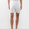 Hommes Reiss Pantalon | Harago - Short En Coton Brode De Fleurs - Hommes - Blanc Casse