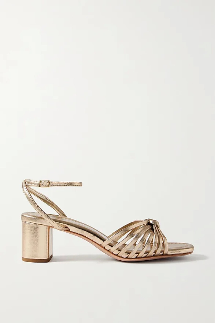 Femmes Aquazzura Des Sandales | Sandales En Cuir Metallise Nouees Olivia + Net Sustain - Or - Us5, Us5.5, Us6, Us6.5, Us7, Us7.5, Us8, Us8.5, Us9, Us9.5, Us10, Us10.5, Us11, Us11 .5