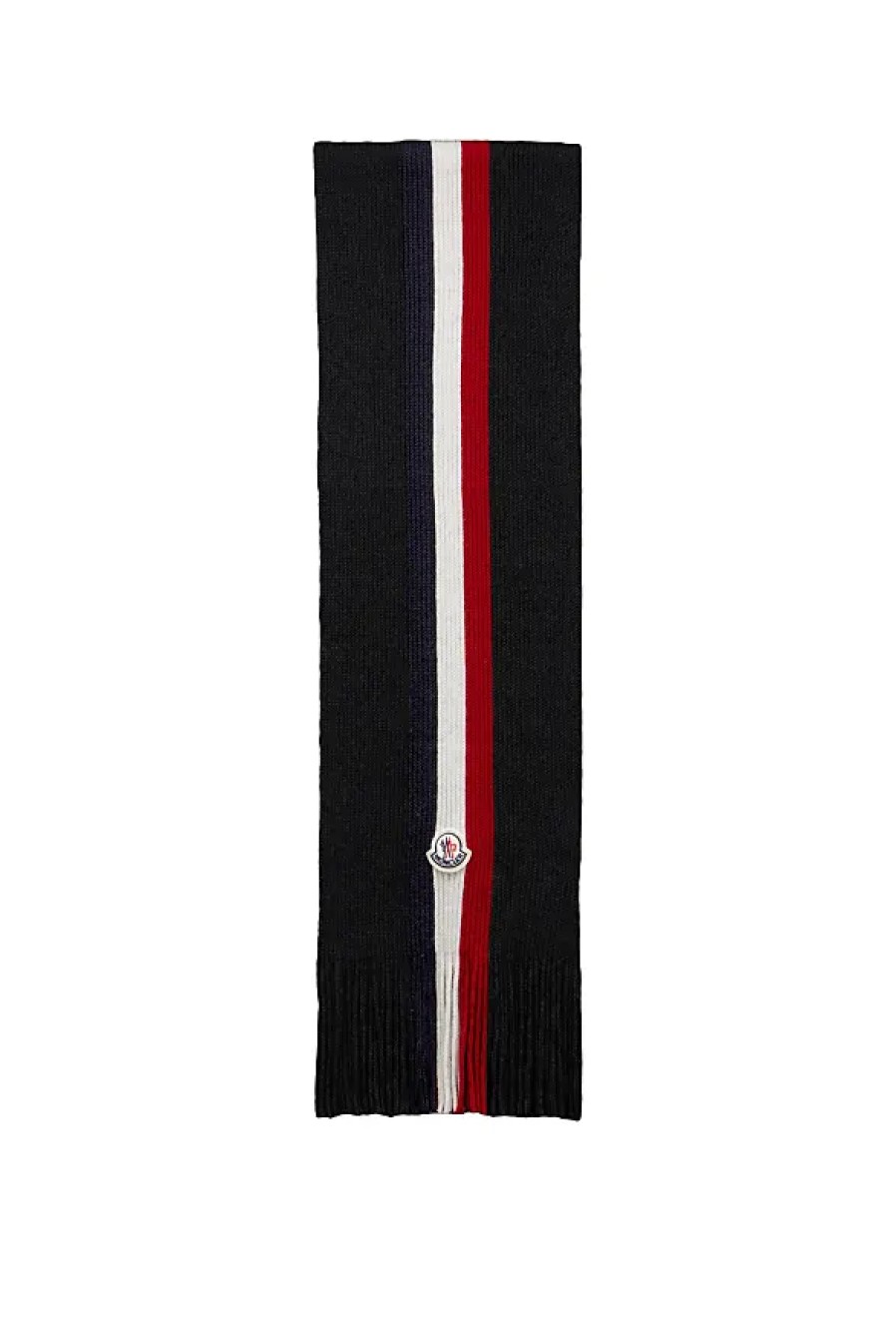 Hommes Moncler Echarpes | Echarpe Tricolore En Laine Noir Taille Taille Unique