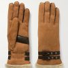 Femmes Beau Stockholm Gants | Gants En Peau De Mouton Retournes Garnis De Cuir A Boucle Bombera - Marron - 6.5,7,7.5,8,8.5