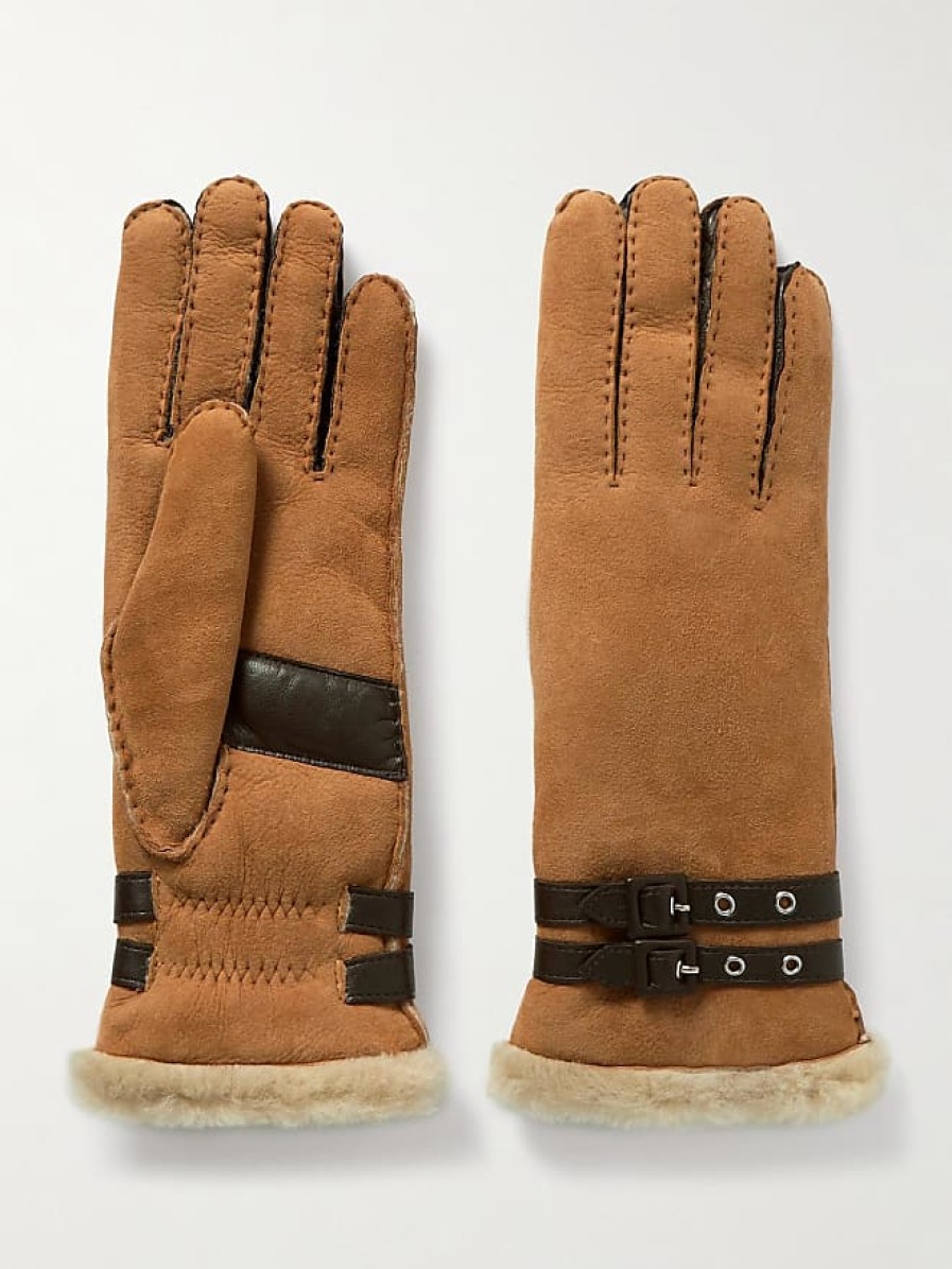 Femmes Beau Stockholm Gants | Gants En Peau De Mouton Retournes Garnis De Cuir A Boucle Bombera - Marron - 6.5,7,7.5,8,8.5