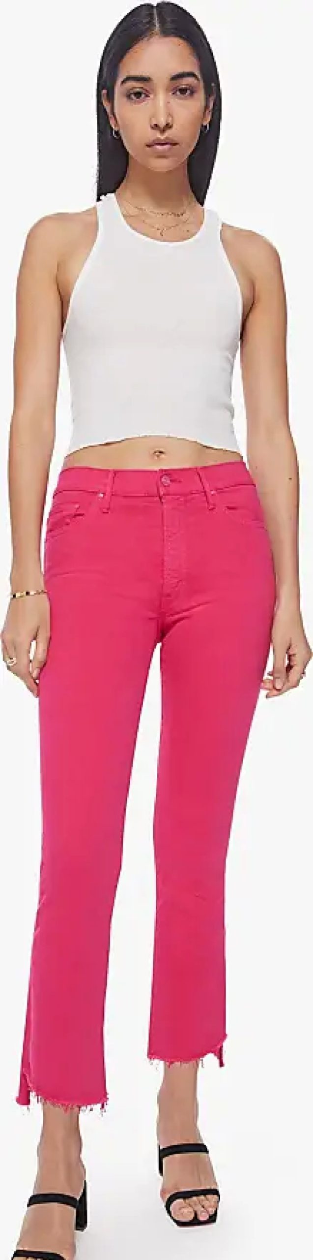 Femmes Mère Jeans | Jean Court The Insider Step Fray Sorbet Framboise