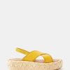 Femmes Fourgons Chaussures D'Ete | Sandales A Plateforme En Cuir Adom 50 - Femme - Jaune Beige