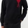 Femmes Liverpool Los Angeles Chandails | Ami - Pull En Laine Ami De Coeur-Logo - Hommes - Noir