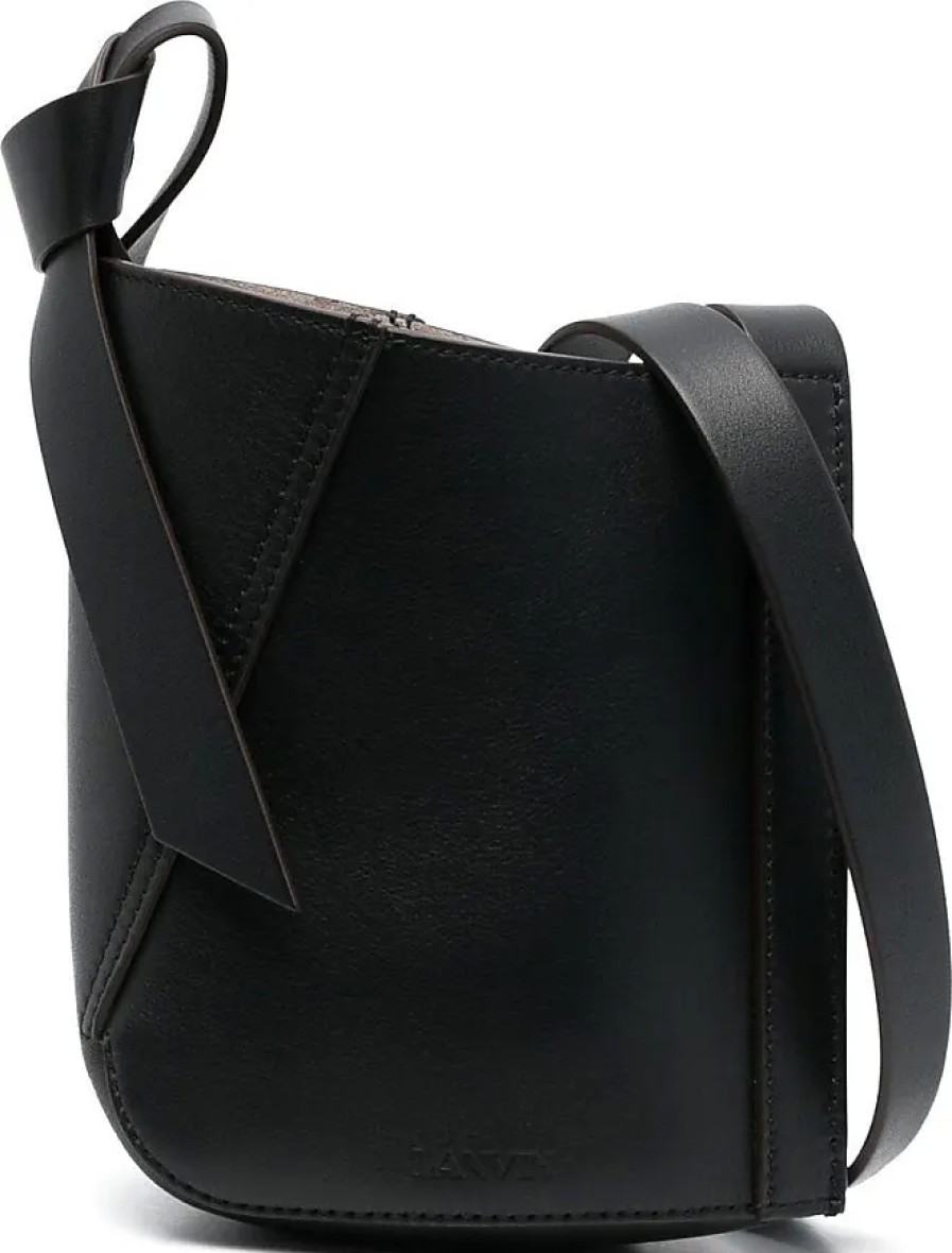 Hommes Prada Sacs | Sac A Bandouliere En Cuir Hobo Tie - Homme - Cuir De Veau/Peau D'Agneau - Taille Unique - Noir