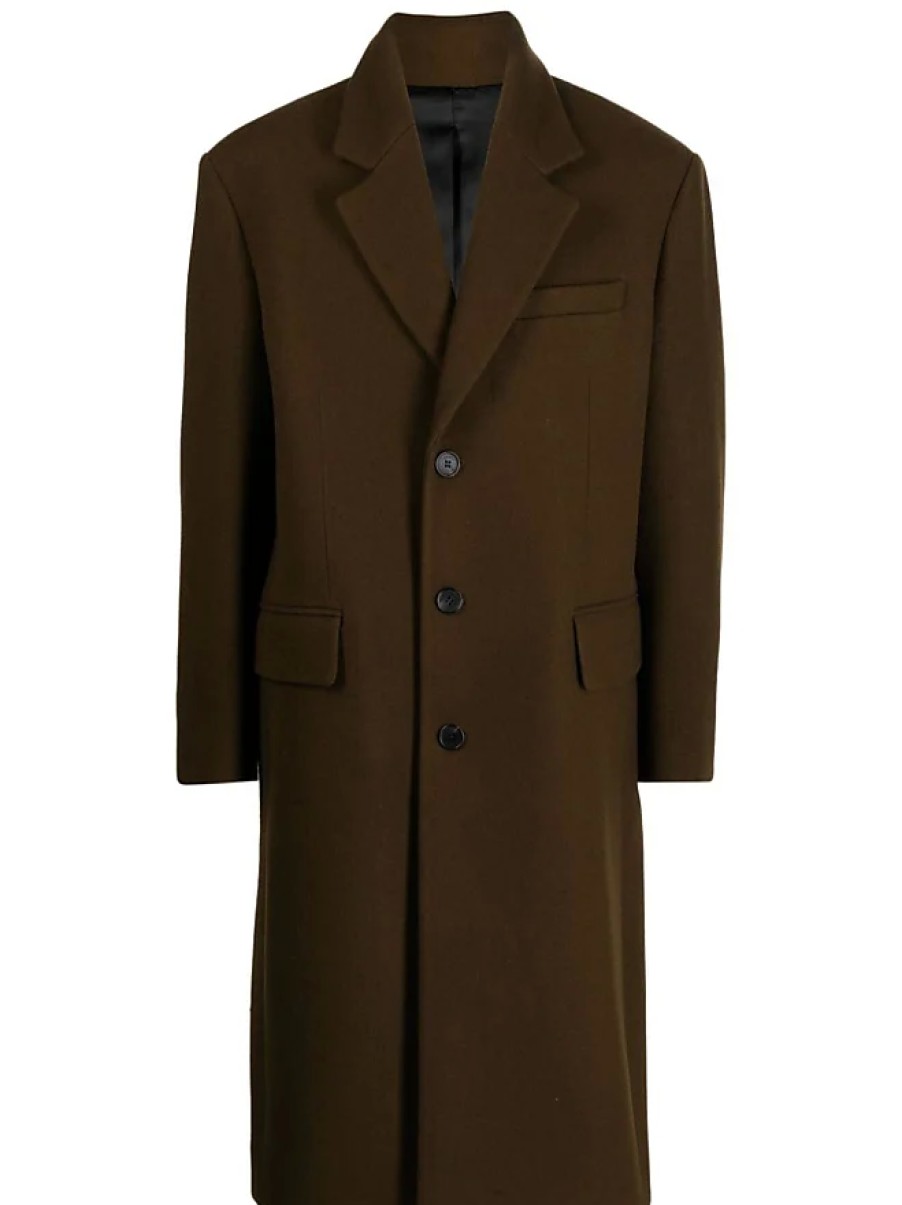 Hommes Paul Smith Manteaux | Manteau Chesterfield A Simple Boutonnage - Homme - Laine/Nylon/Polyester - M - Marron