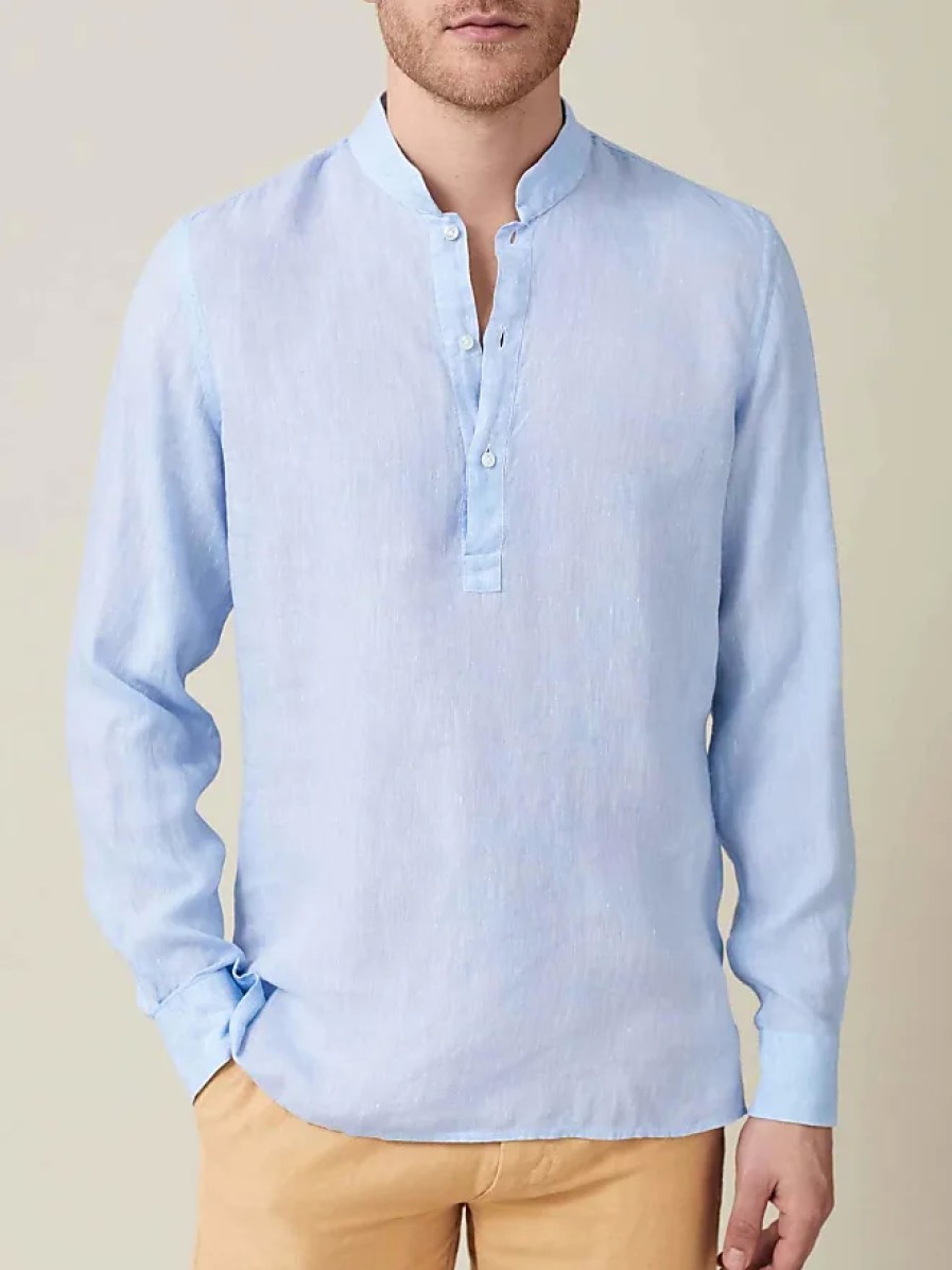 Hommes Paul Smith Chemises | Chemise En Lin Forte Bleu Ciel