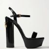 Femmes Simon Miller Chaussures A Semelles Compensees | Sandales A Plateforme En Cuir Verni Ornees De Logo Keira - Noir - It35, It35.5, It36, It36.5, It37, It37.5, It38, It38.5, It39, It39.5, It40, It40.5, It41