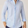 Hommes Luca Faloni Chemises | Chemise En Lin Portofino Bleu Ciel