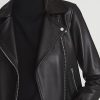 Femmes Majé Vestes | Geo - Veste Motard En Cuir Noir, Us 0