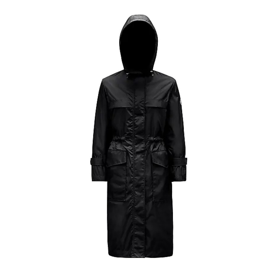 Femmes Prada Manteaux | Manteau De Pluie Hiengu Noir Taille 0