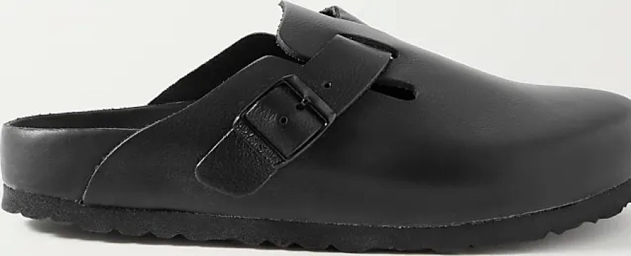 Femmes Birkenstock Chaussons | Sabots En Cuir A Finitions En Daim Boston - Noir - It35, It36, It37, It38, It39, It42