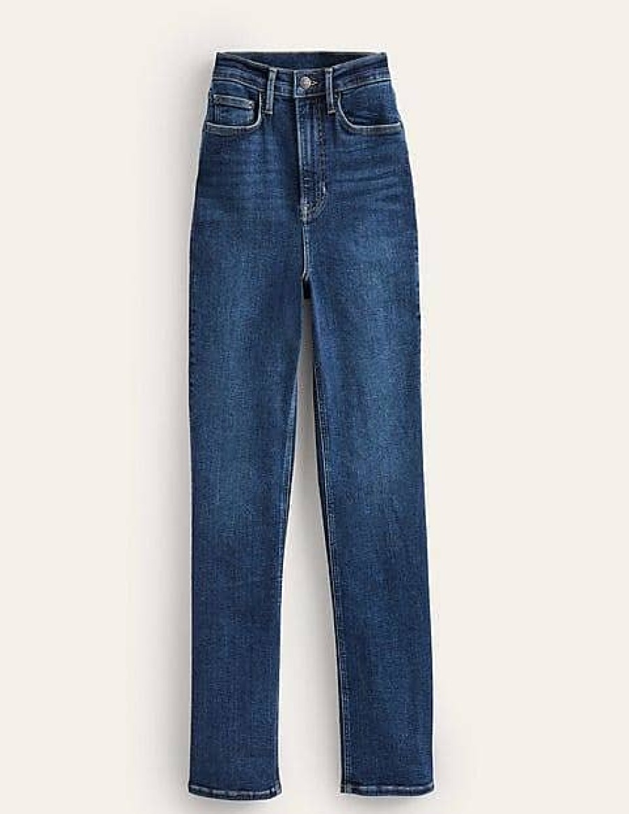 Femmes Mère Jeans | Jean Veritablement Droit Taille Haute Indigo Femme Boden