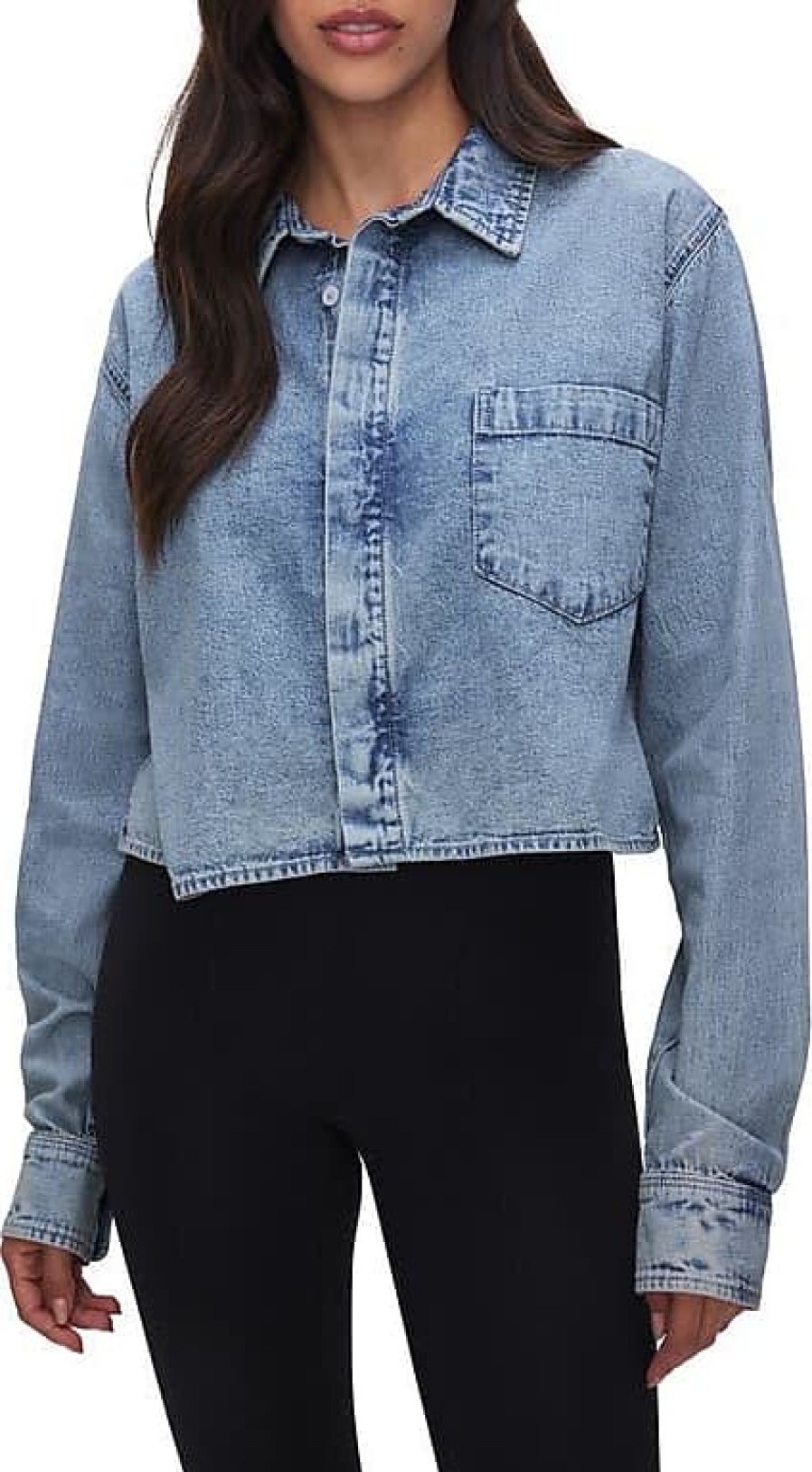 Femmes Slvrlake Denim Chemises | Chemise En Jean Courte En Indigo553 Chez Nordstrom, Taille Grande