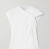 Femmes Balenciaga T-Shirts | Haut Noue En Jersey De Coton Nayda - Blanc - X Small, Small, Medium, Large, X Large