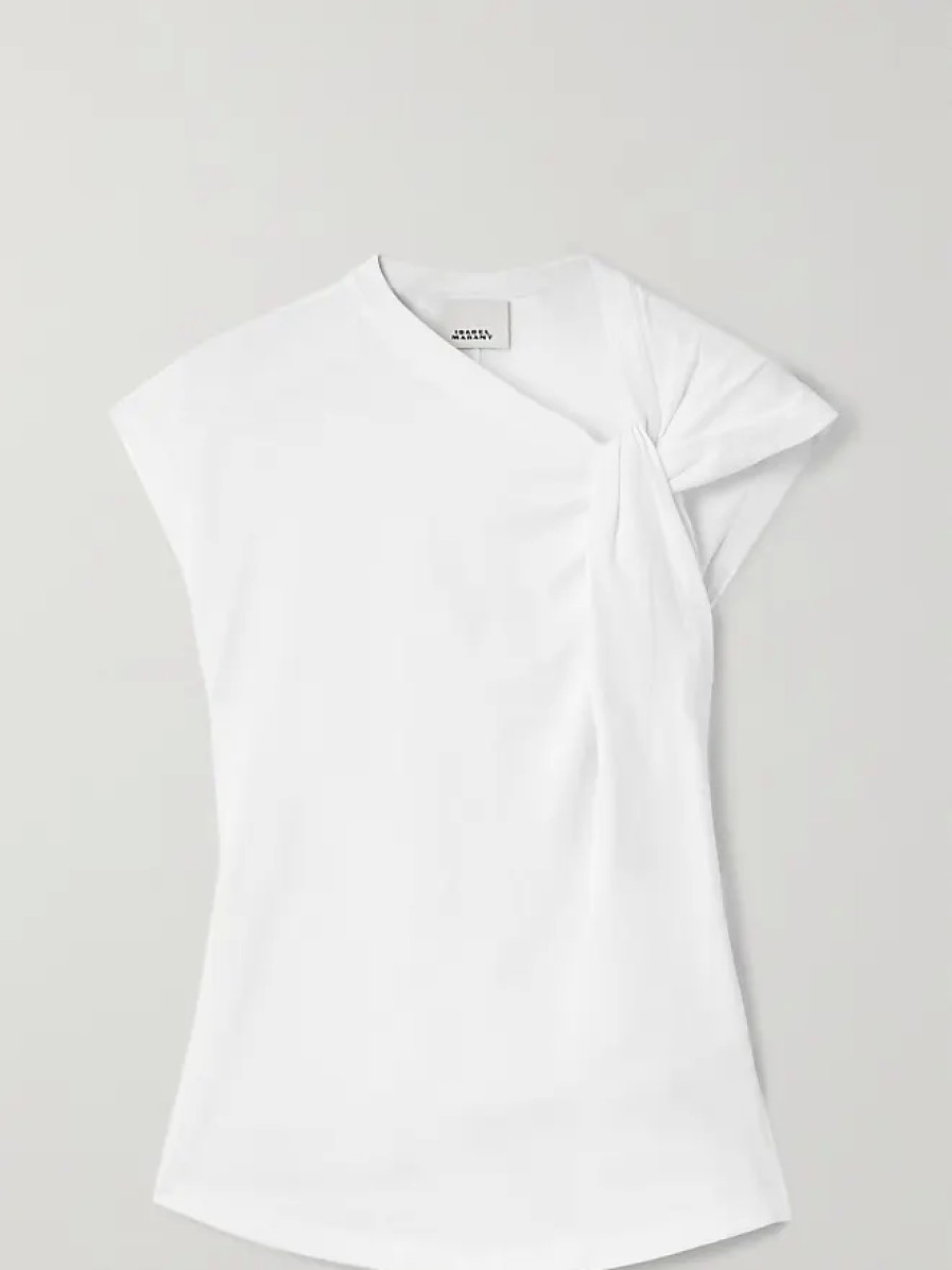 Femmes Balenciaga T-Shirts | Haut Noue En Jersey De Coton Nayda - Blanc - X Small, Small, Medium, Large, X Large