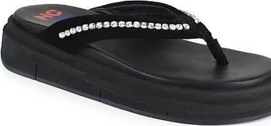 Femmes Olukaï Des Sandales | Tongs Kayra Crystal En Daim Noir Chez Nordstrom, Taille 10