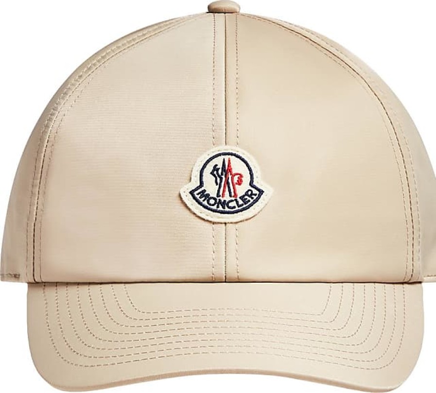 Femmes Moncler Casquettes | Casquette De Baseball En Satin Beige Taille Unique