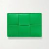 Hommes Prada Portefeuilles | Porte-Cartes Cassette En Cuir Intrecciato - Vert - Taille Unique