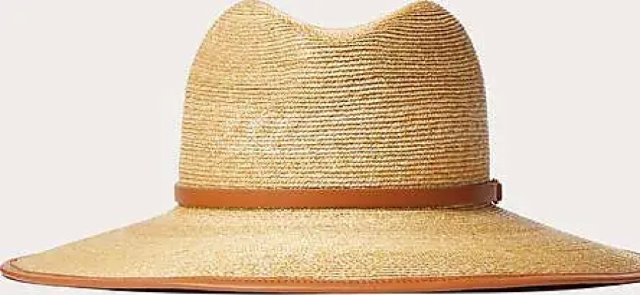 Femmes Tous les saints Chapeaux | Vlogo Signature Chapeau Fedora En Paille Et Cuir Femme Naturel/Amande L