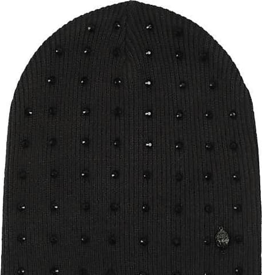 Femmes Moncler Chapeaux D'Hiver | Bonnet Kg Crystal Slouch En Cristaux Noirs/Noir Brillant Chez Nordstrom