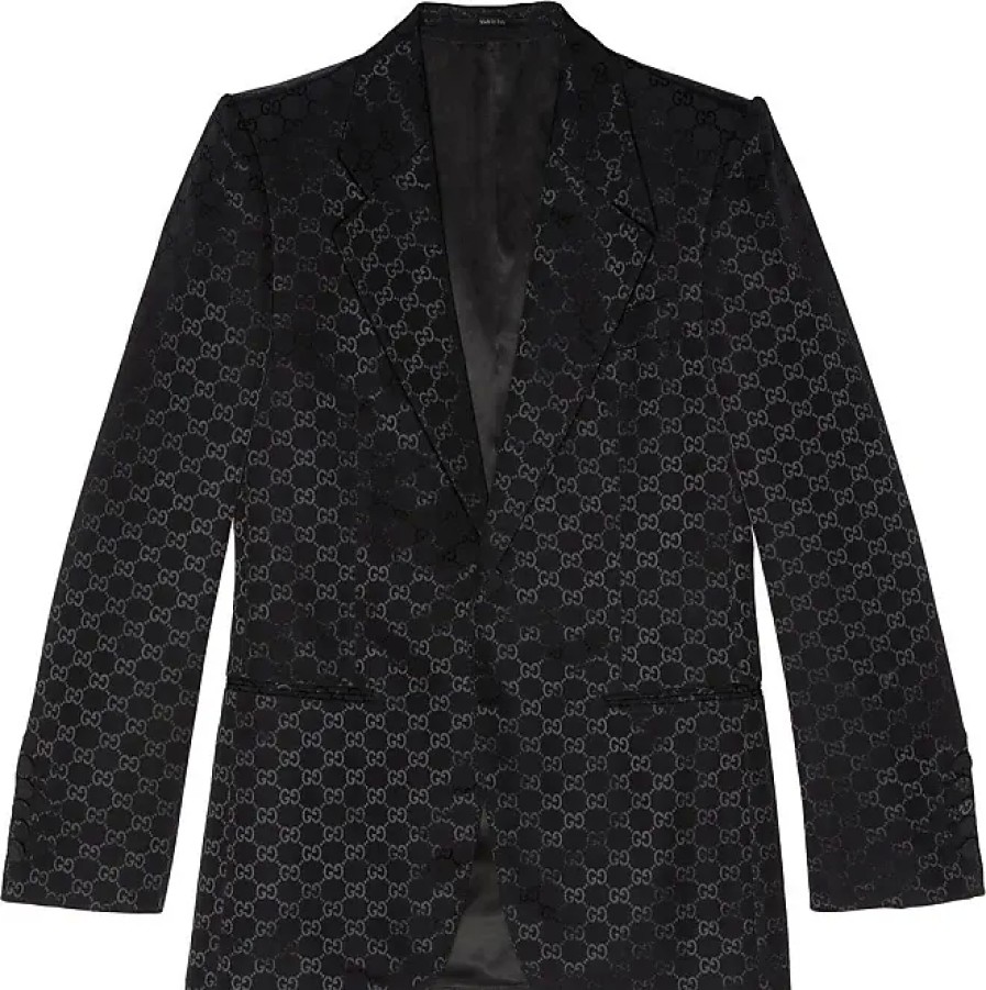 Hommes Alexandre McQueen Costumes | Blazer A Boutonnage Simple Gg - Homme - Coton/Viscose/Viscose - 44 - Noir