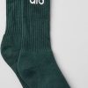 Hommes Alo Yoga Sous-Vetement | Chaussettes Throwback En Vert Minuit/Blanc, Taille: Small | Alo Yogaae