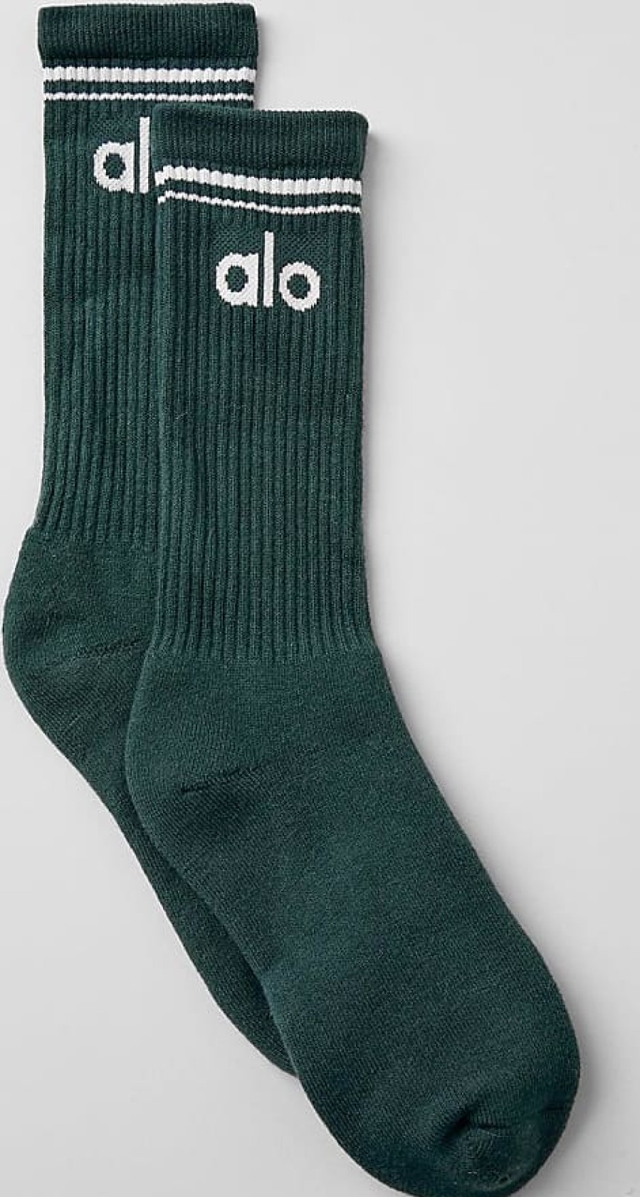 Hommes Alo Yoga Sous-Vetement | Chaussettes Throwback En Vert Minuit/Blanc, Taille: Small | Alo Yogaae