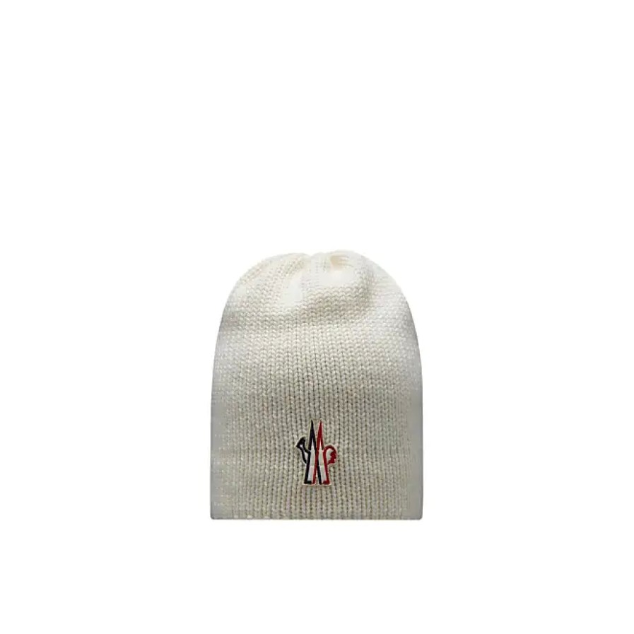 Femmes Moncler Chapeaux D'Hiver | Bonnet En Laine Blanc Taille Unique