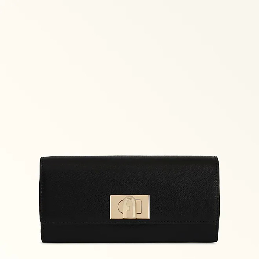 Femmes Saint-Laurent Portefeuilles | 1927 Continental Portefeuille Nero Cuir Texture Noir Femme