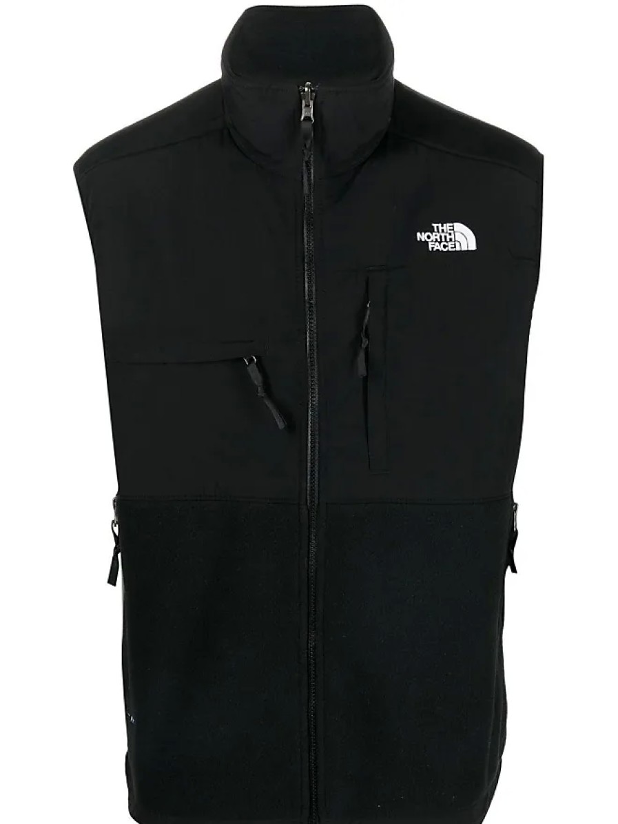 Hommes Moncler Gilets | Gilet Zippe A Logo Brode - Homme - Nylon/Polyester/Polyester - S - Noir