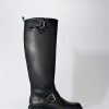 Femmes Entraîneur Bottes | Tige En Caoutchouc Pour Femme: Bottes Motardes En Cuir Lisse Pour Automne/Hiver, Taille Femme-Collection Automne-Automne/Hiver-37, En Couleur Noir / Noir