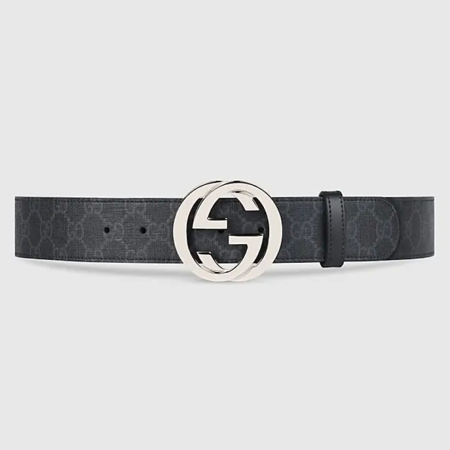 Hommes Gucci Ceintures | Ceinture Supreme Gg Avec Boucle G, Taille Gucci 100, Noir, Toile Gg