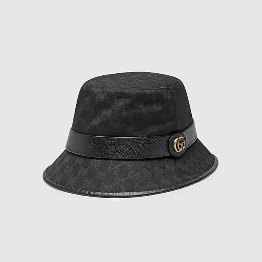 Femmes Moncler Chapeaux | Chapeau Bob En Toile Gg Avec Double G, Taille Xxl, Noir, Toile