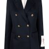 Femmes Dunhill Costumes | Blazer A Double Boutonnage - Femme - Polyester/Polyester/Viscose/Laine Vierge - 36 - Bleu