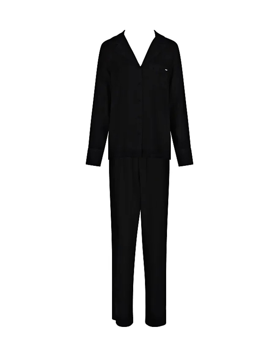 Femmes Projet Petits Mots Vetements De Detente | Ensemble Pyjama Long Tarcon Eco Viscose Noir