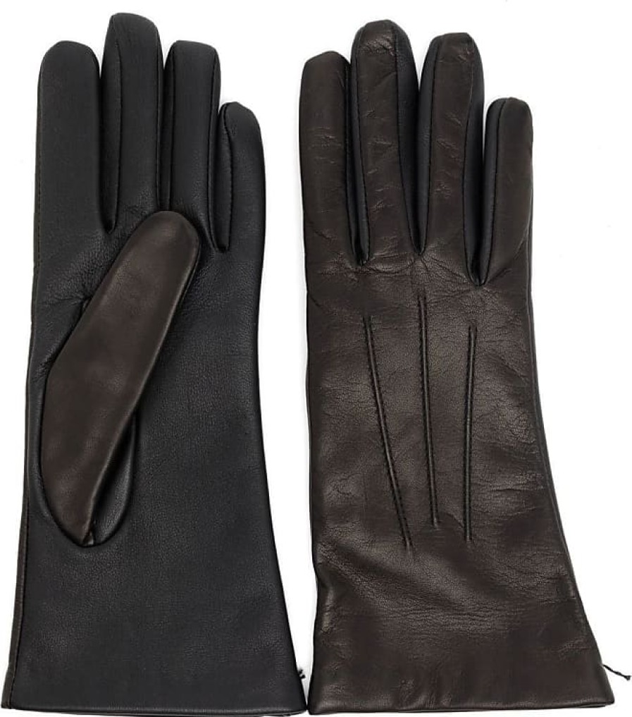 Femmes Manokhi Gants | Gants Pour Ecran Tactile Maisie Leather - Femmes - Cuir De Veau - 6,5 - Noir