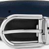 Hommes Ferragamo Ceintures | Boucle Fer A Cheval Noir/Bleu Ceinture En Cuir Reversible 30 Mm