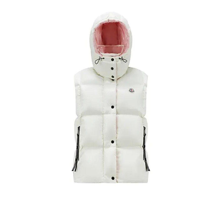 Femmes Moncler Gilets | Doudoune Luzule Blanc Taille 1