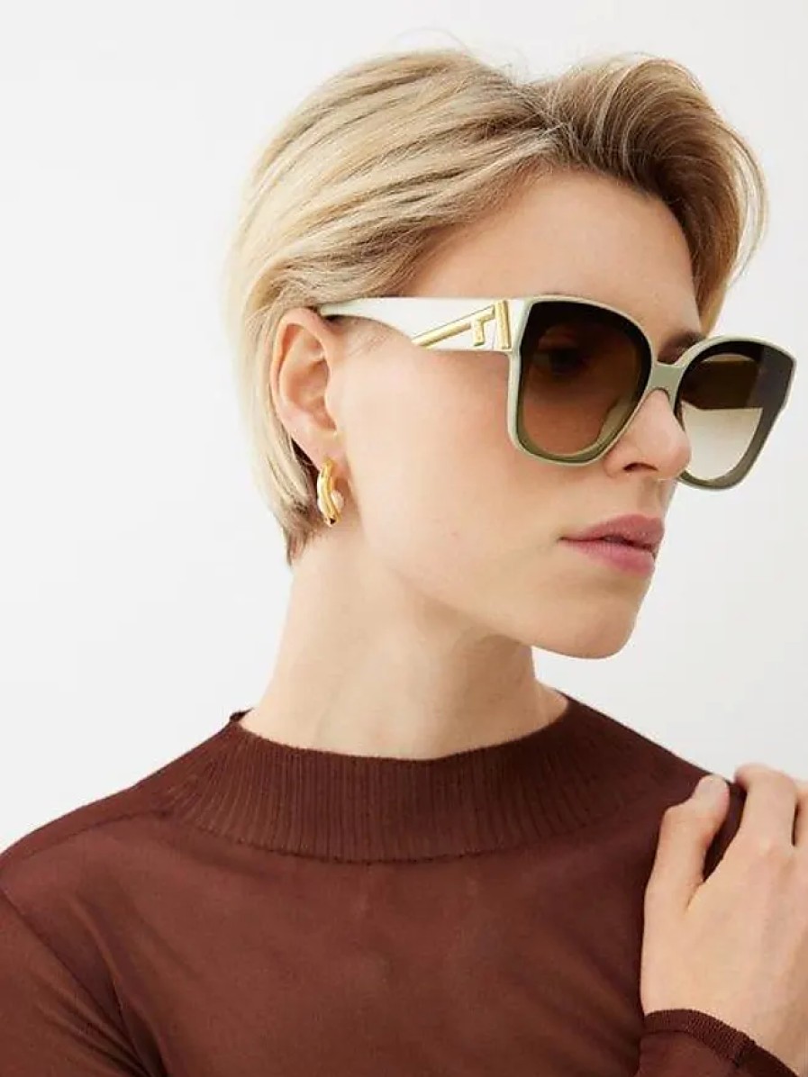 Hommes Ray-Ban Des Lunettes De Soleil | Fendi Lunettes De Soleil Carrees Surdimensionnees En Acetate First - Femme - Vert Clair